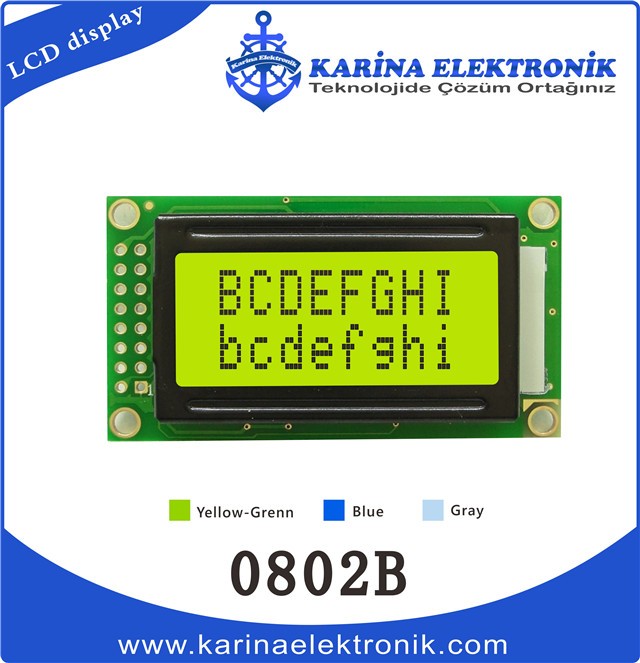 0802B Yellow Colour , Character LCD