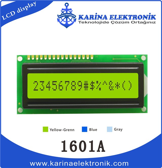 1601A Yellow Colour , Character LCD