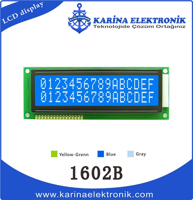 1602B Blue Colour , Character LCD