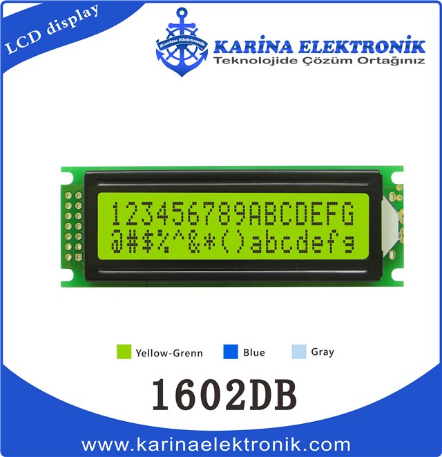 1602DB Yellow Colour , Character LCD