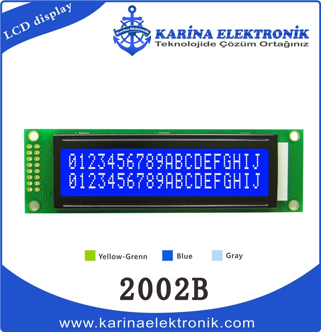 2002B Blue Colour , Character LCD