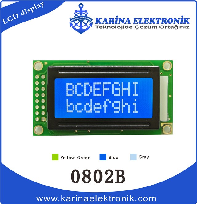 0802B Blue Colour , Character LCD Module