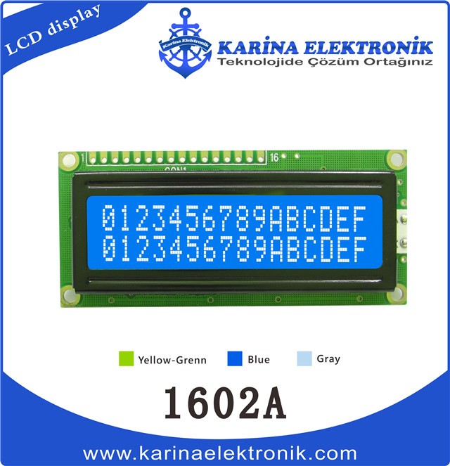 1602A Blue Colour , Character LCD