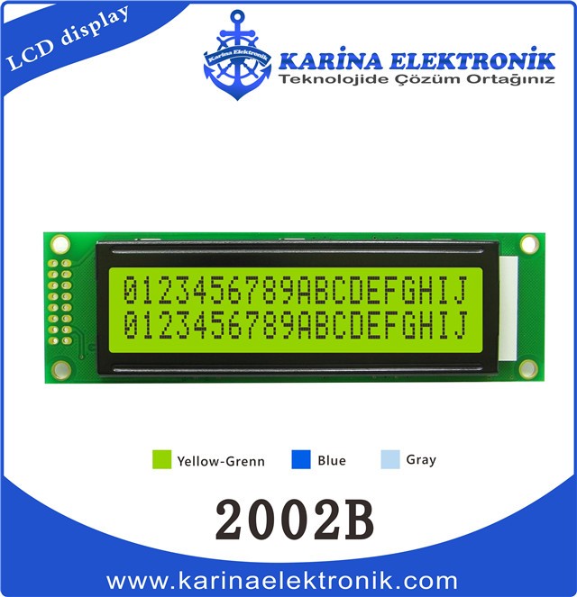 2002B Yellow Colour , Character LCD