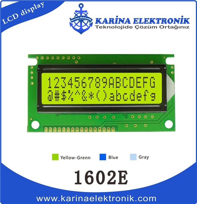 1602E Yellow Colour , Character LCD