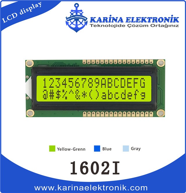 1602I Yellow Colour , Character LCD